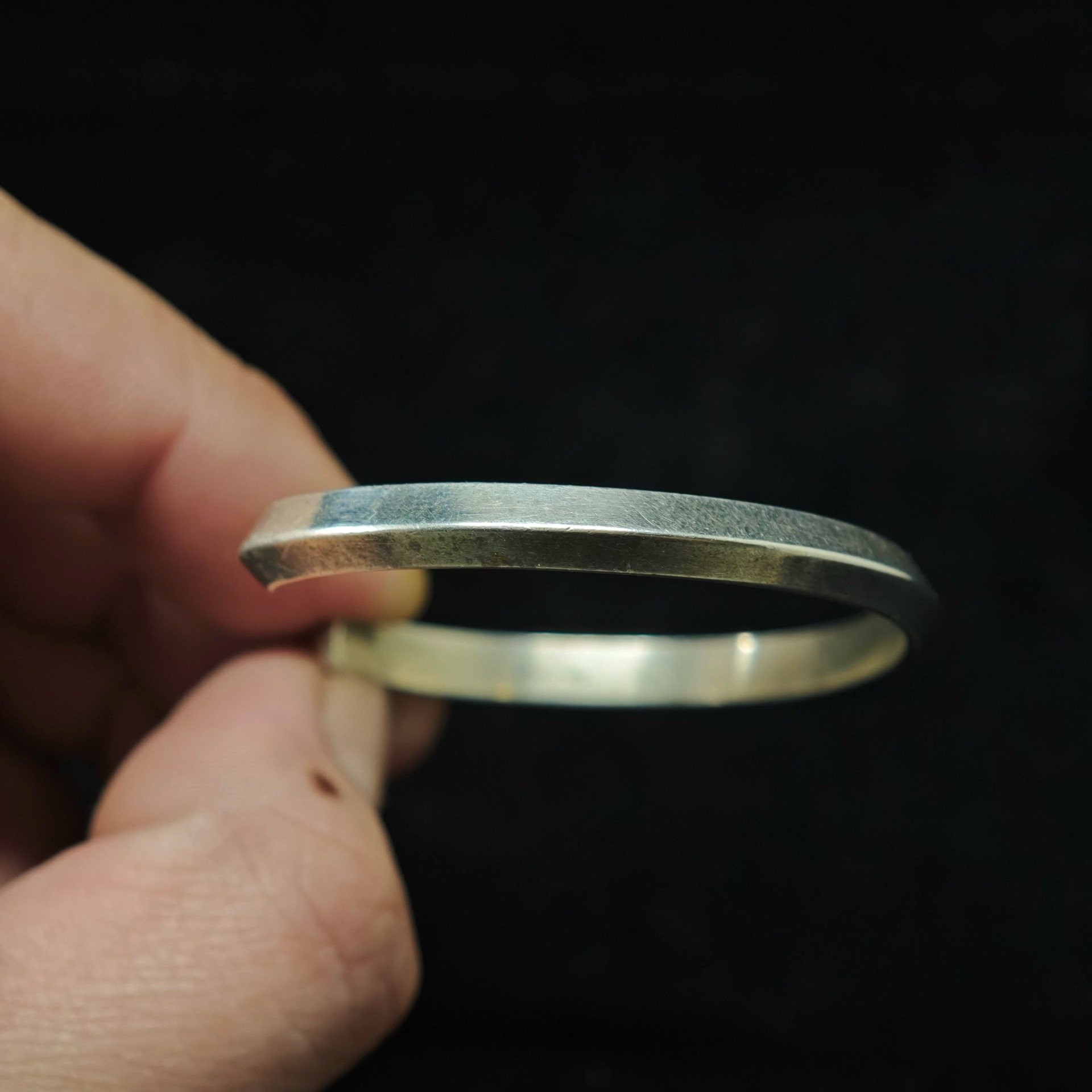 Minimalist Sterling Silver Cuff Bracelet – Flat Polished Open Bangle for Men and Women