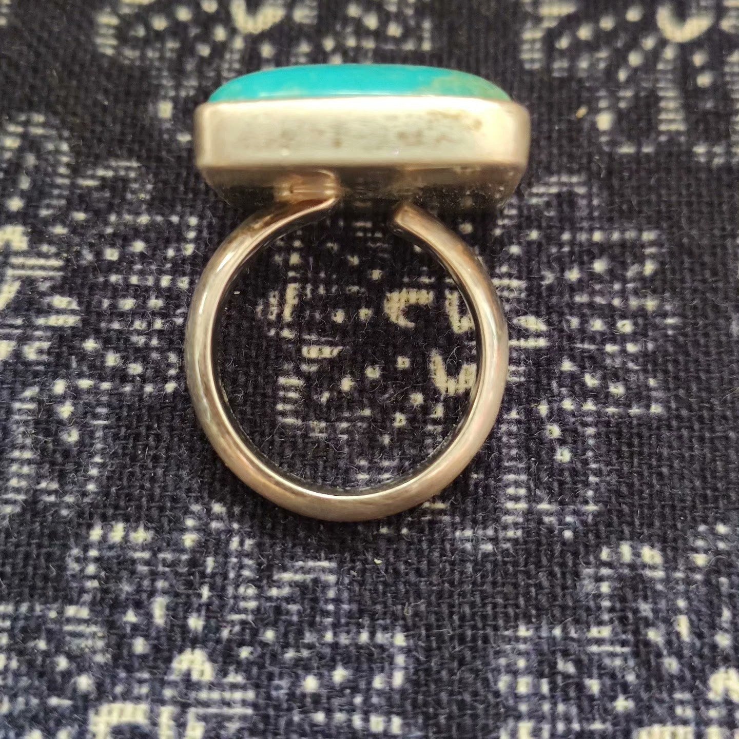 Sterling Silver Turquoise Ring – Minimalist Bezel Set Oval Gemstone Statement Ring