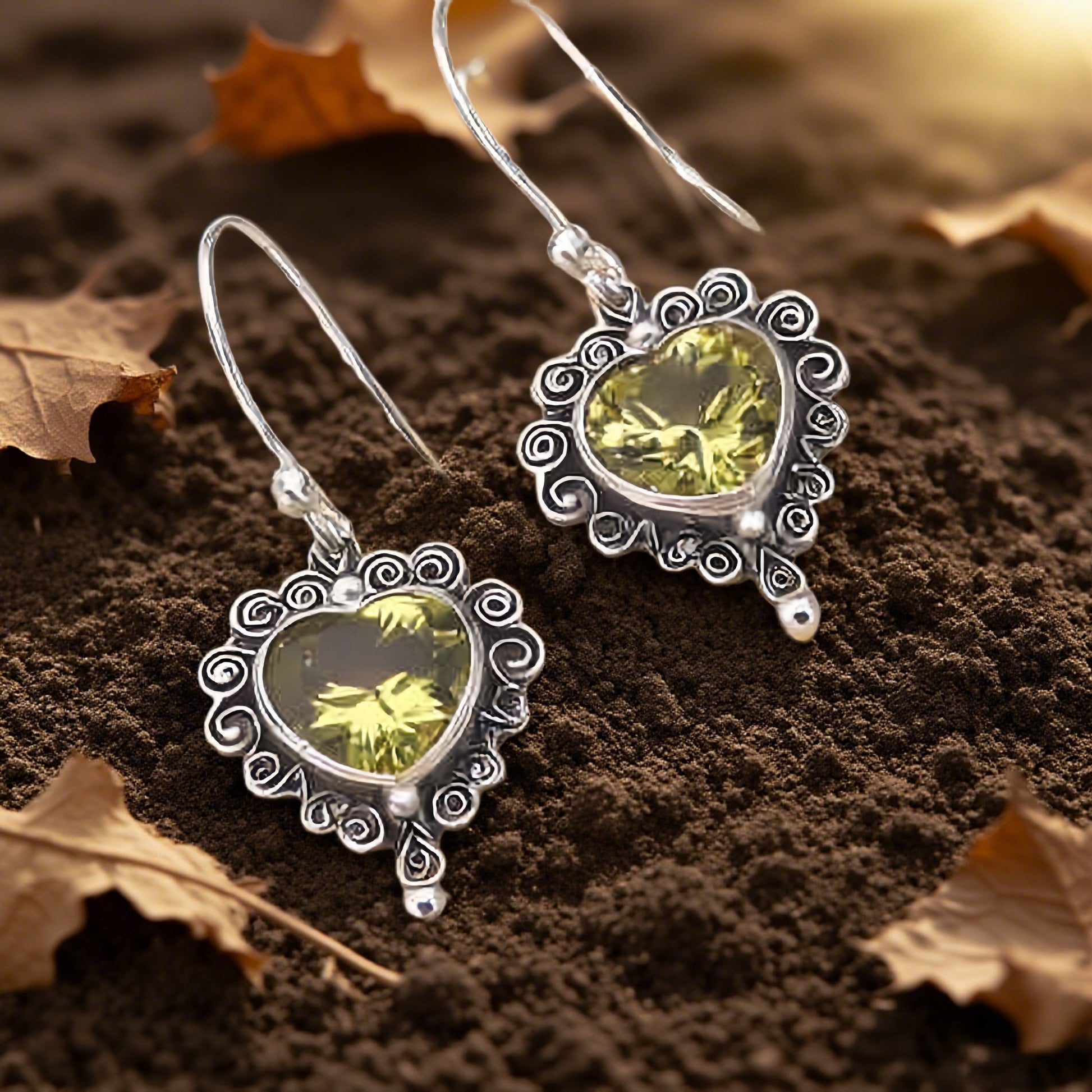 Vintage Floral Drop Earrings with Blue Gemstones – Sterling Silver Ocean-Inspired Victorian Jewelry(副本)