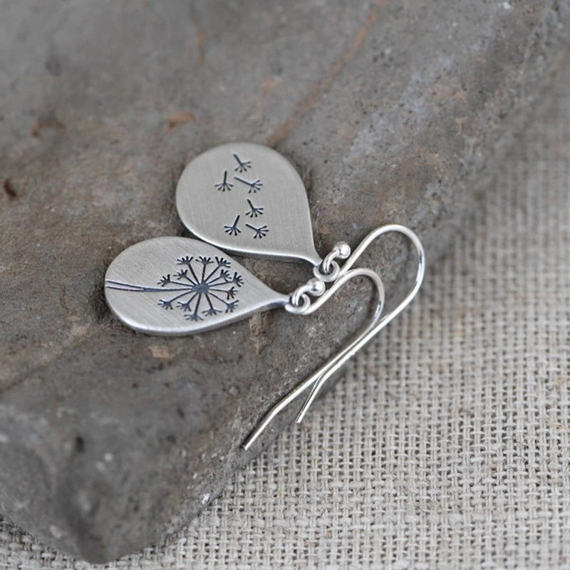 925 silver carved dandelion earrings for women gift