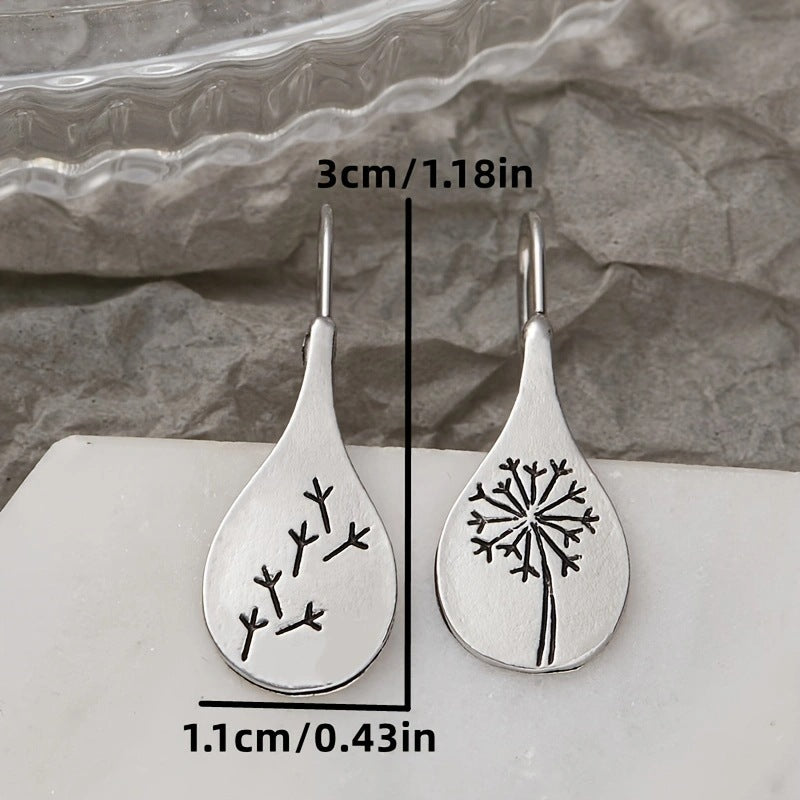 925 silver carved dandelion earrings for women gift