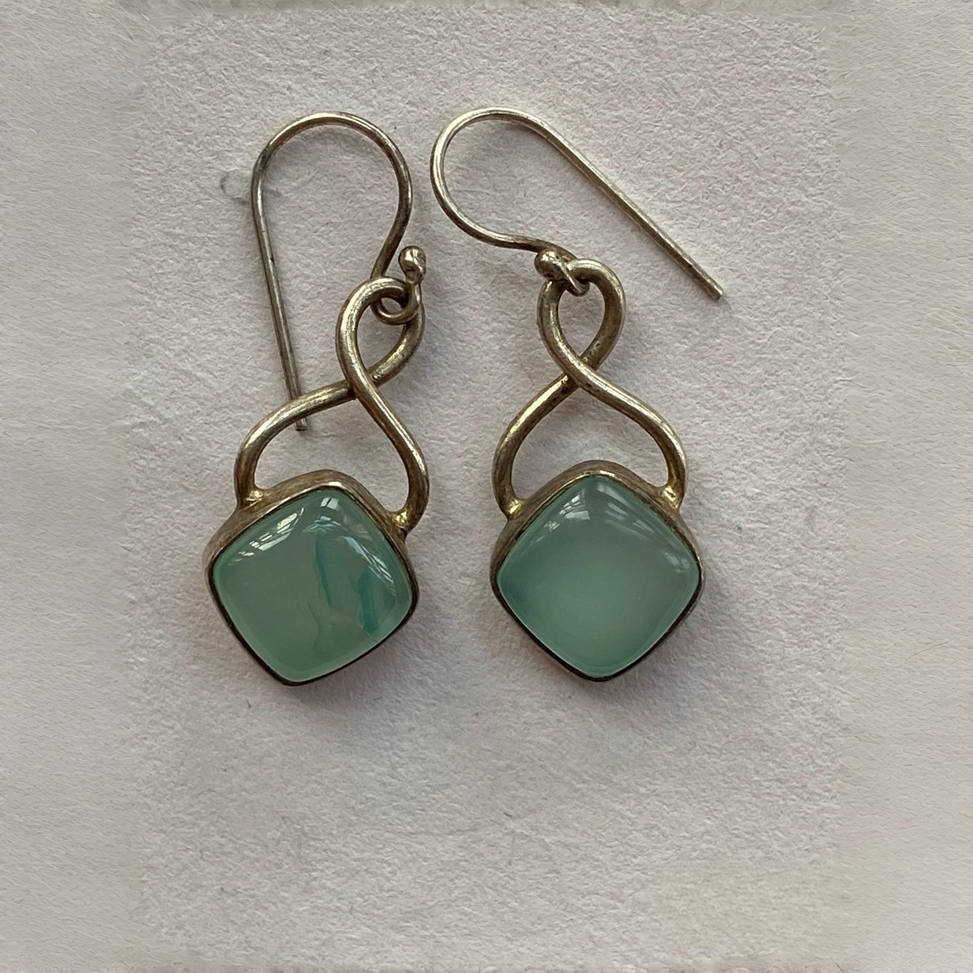 Natural Chalcedony 925 Silver Women's Earrings Gift