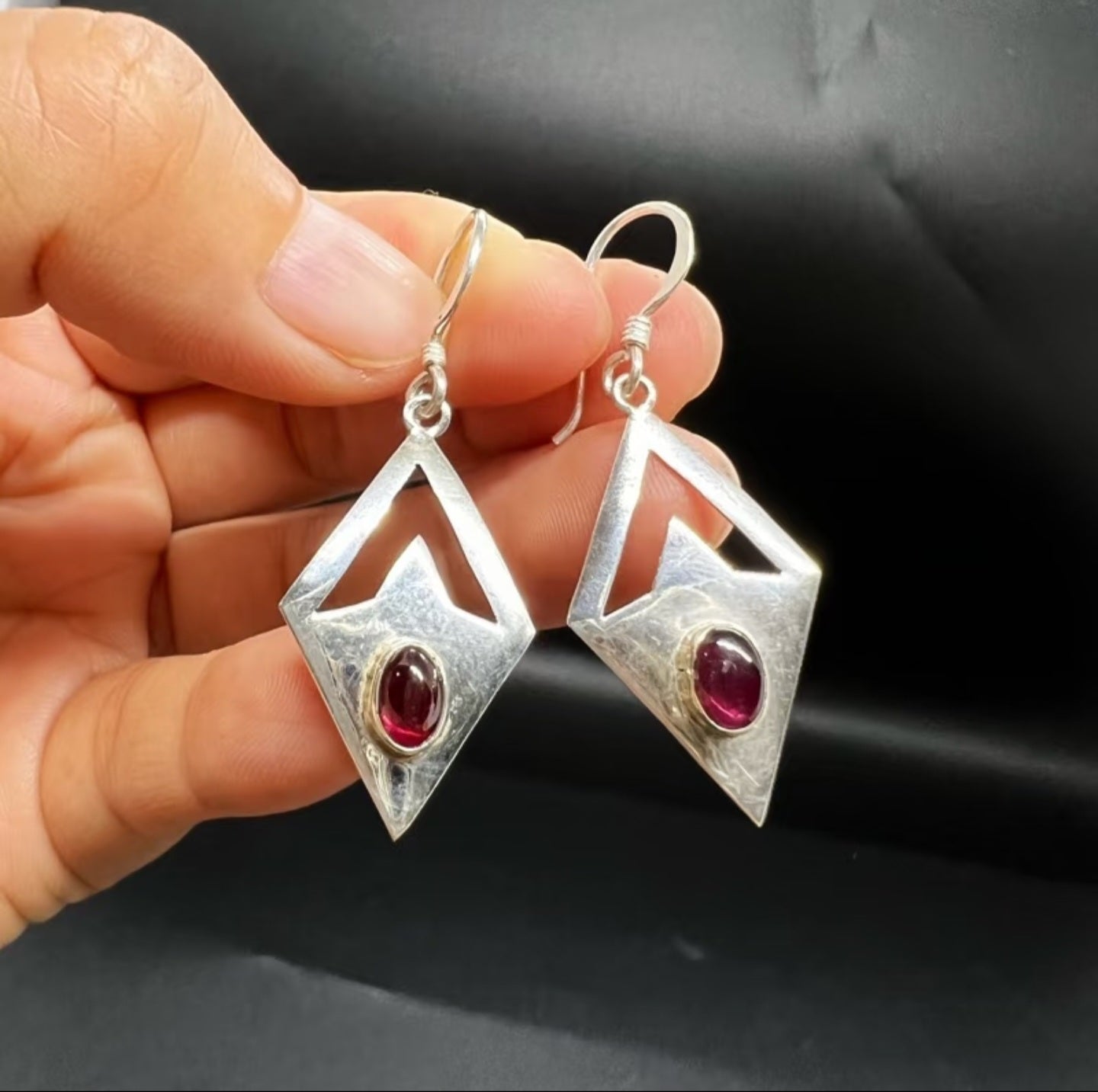 Sterling Silver Geometric Drop Earrings