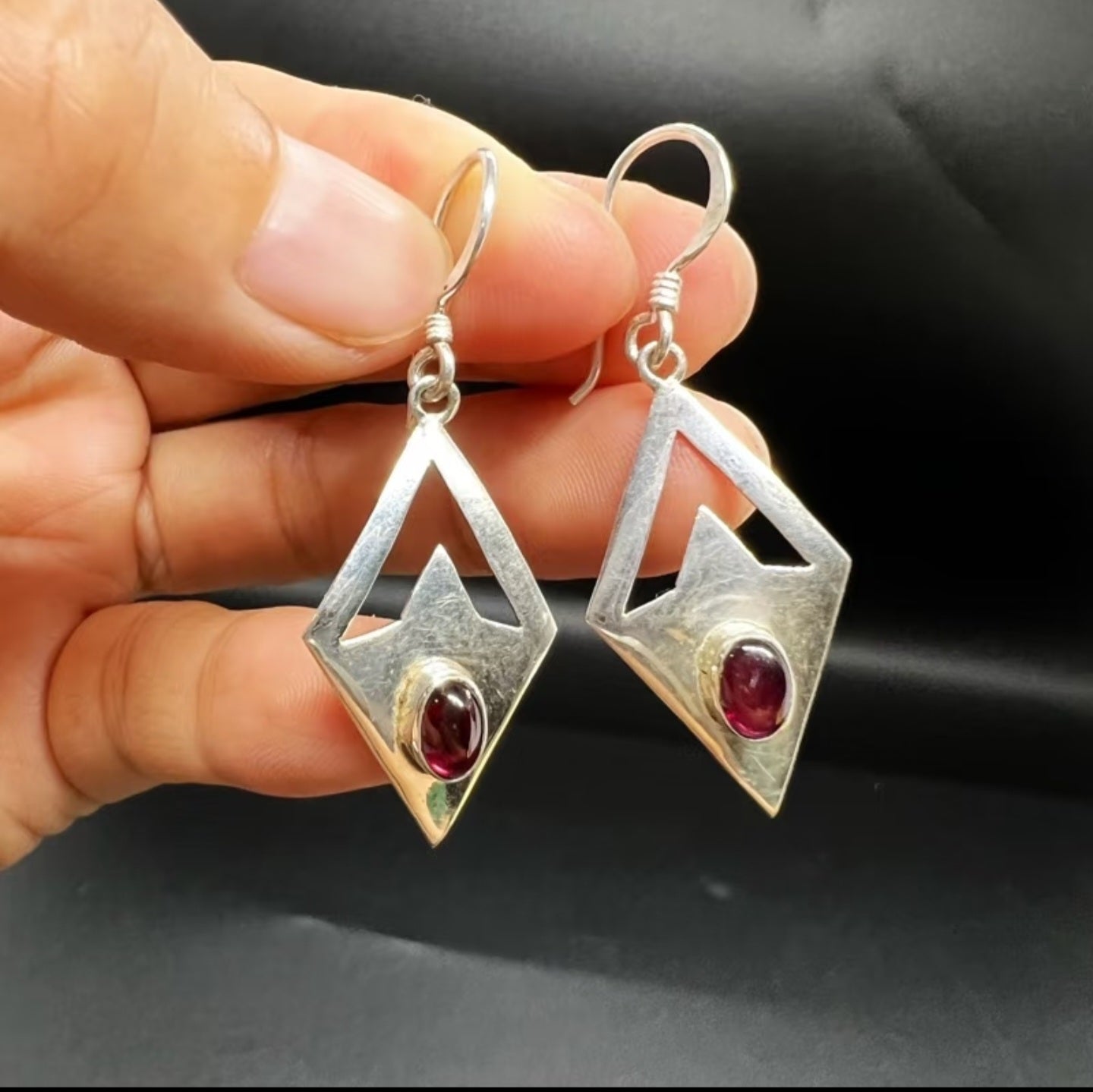 Sterling Silver Geometric Drop Earrings