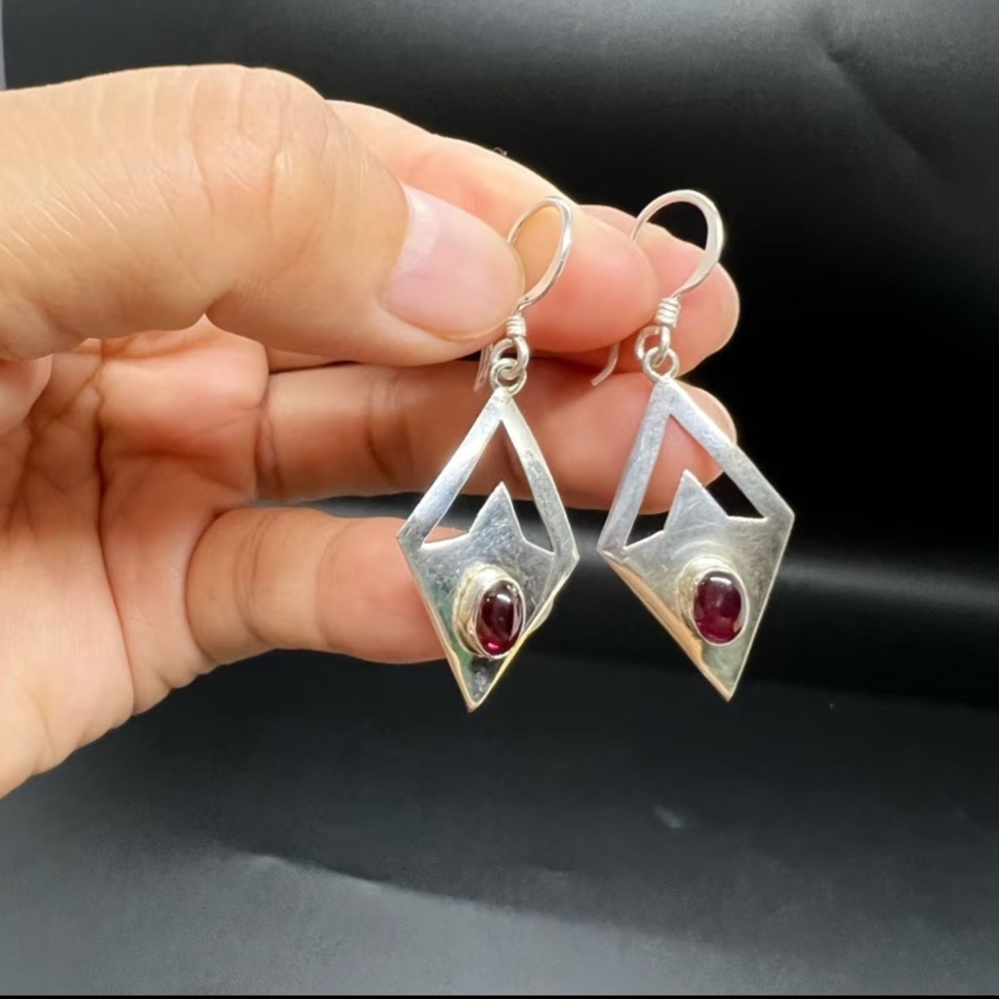 Sterling Silver Geometric Drop Earrings