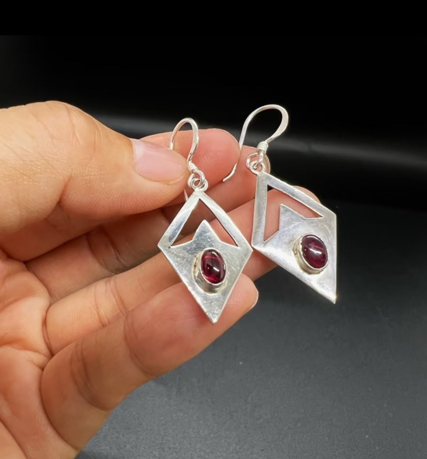 Sterling Silver Geometric Drop Earrings