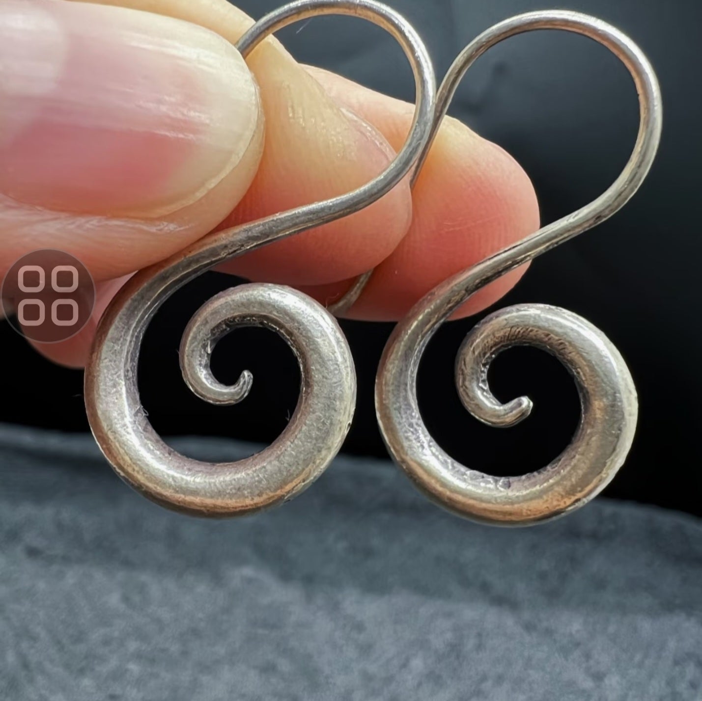 Spiral Hook Earrings – Handcrafted Swirl Drop Earrings in Antiqued Silver Tone