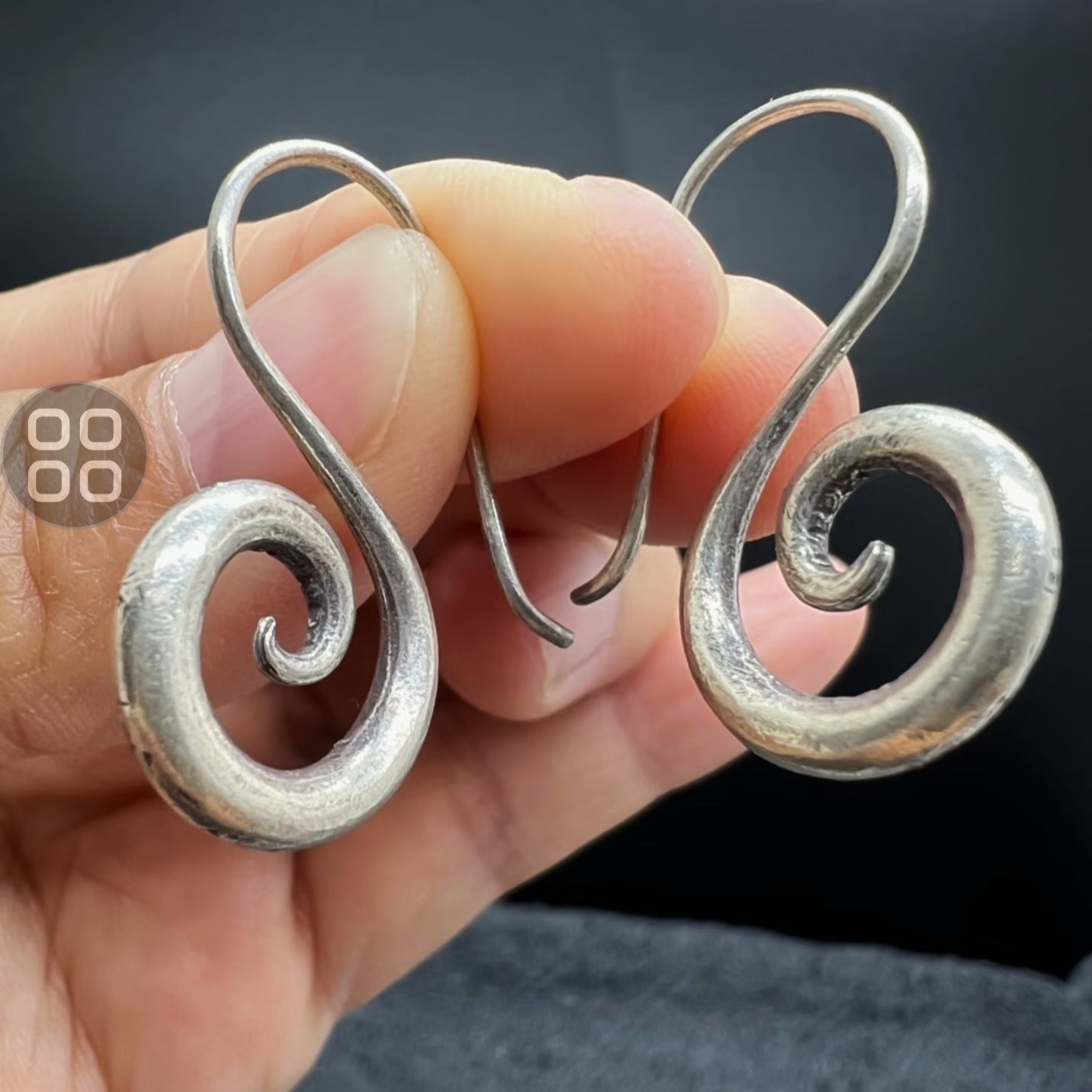 Spiral Hook Earrings – Handcrafted Swirl Drop Earrings in Antiqued Silver Tone