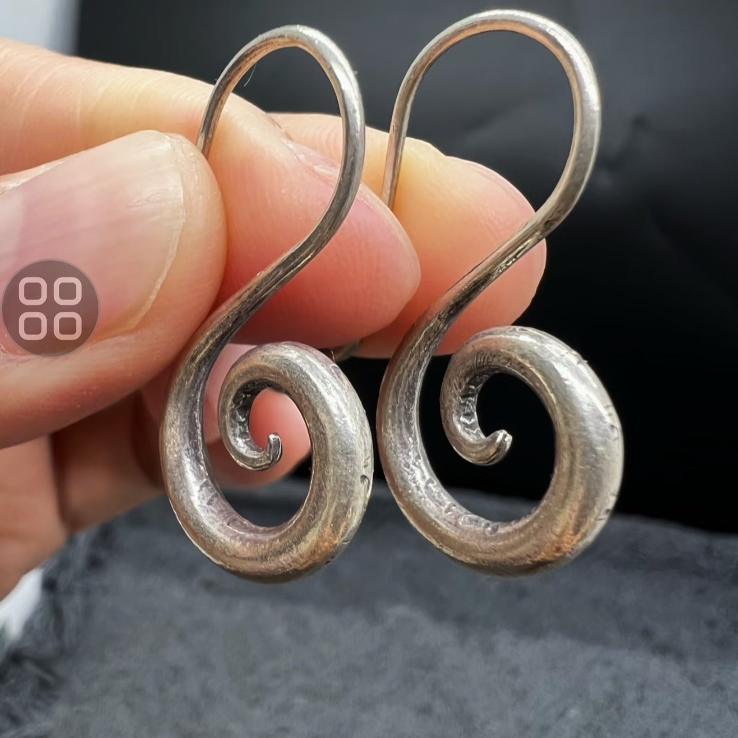 Spiral Hook Earrings – Handcrafted Swirl Drop Earrings in Antiqued Silver Tone