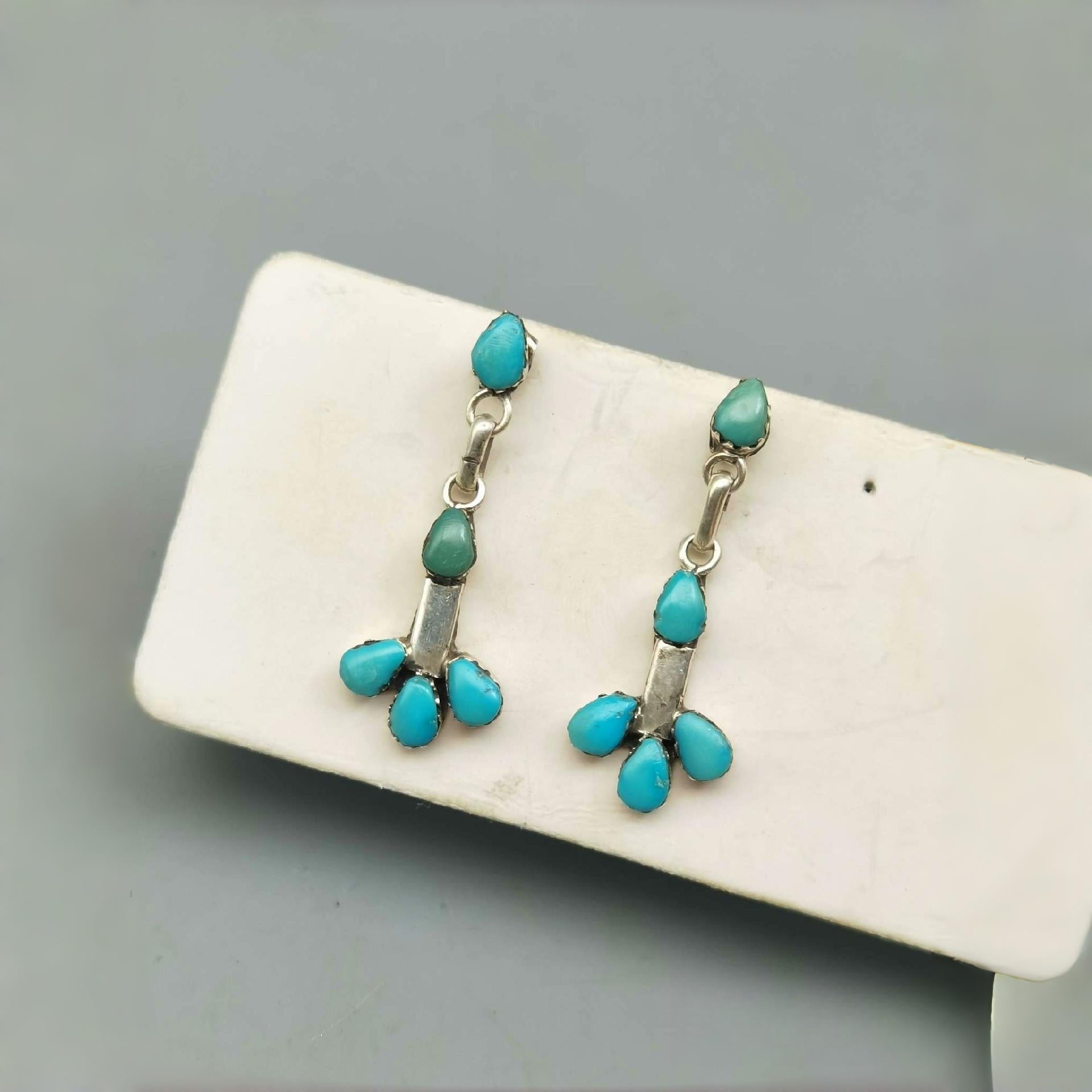 Turquoise 925 Silver Pendant Women's Earrings