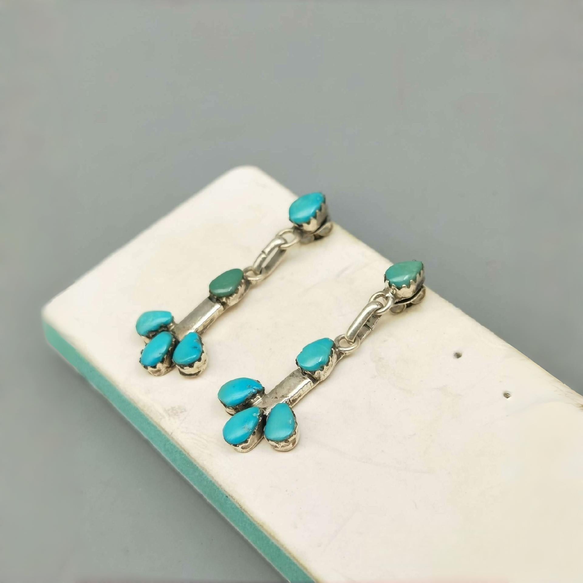 Turquoise 925 Silver Pendant Women's Earrings