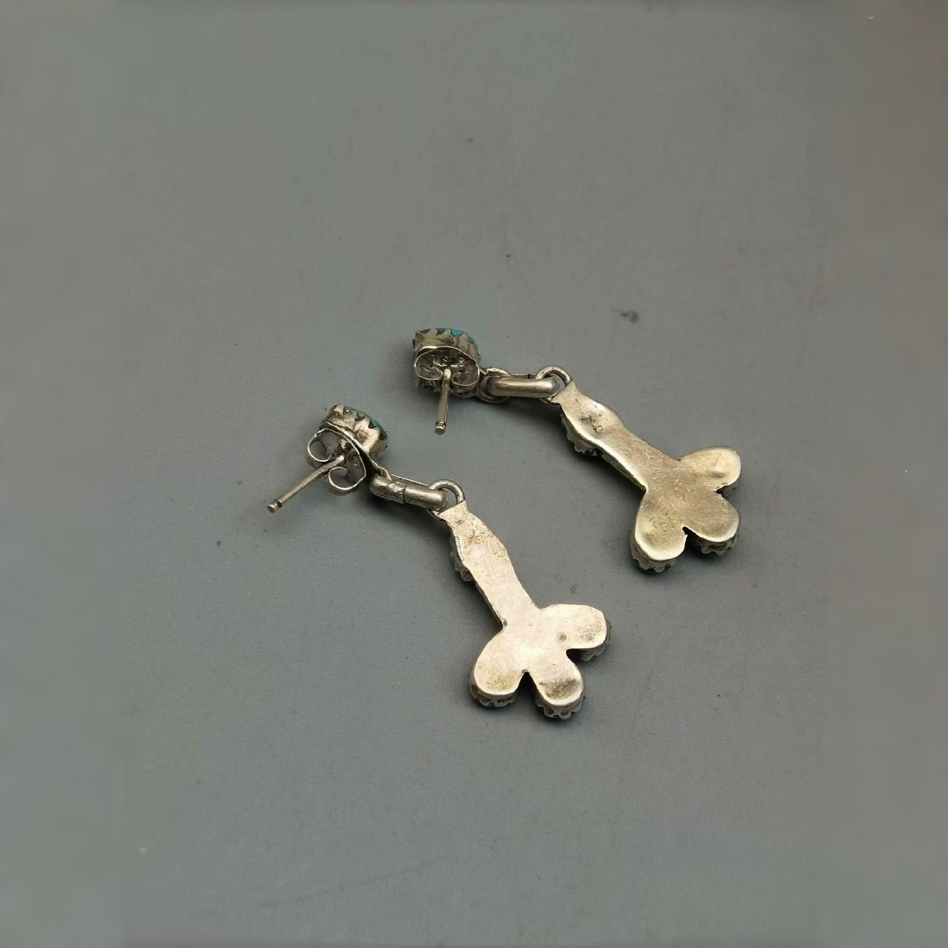 Turquoise 925 Silver Pendant Women's Earrings