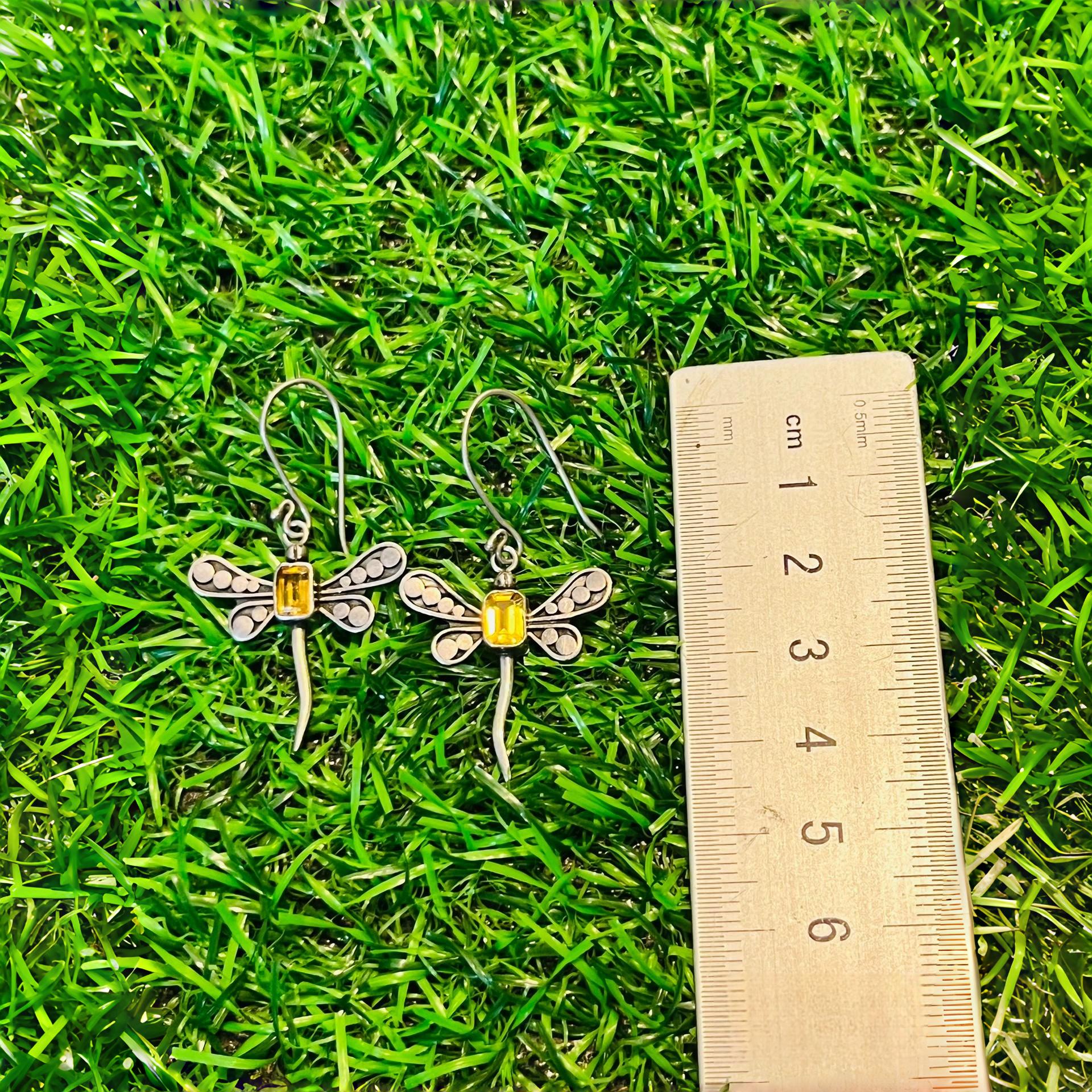 Hand-inlaid zircon dragonfly women's earrings