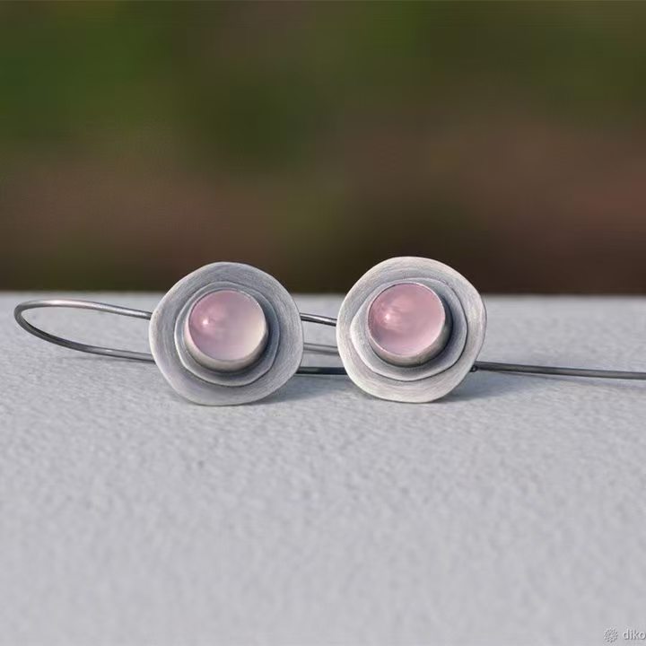 925 silver earrings with rose quartz
