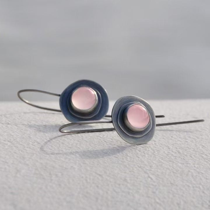 925 silver earrings with rose quartz