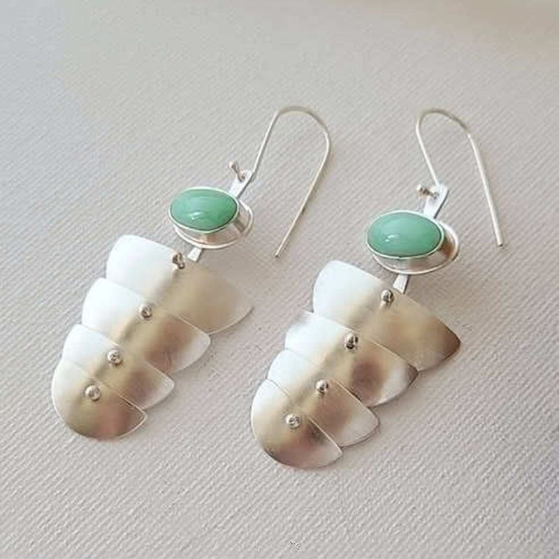 925 silver geometric inlaid turquoise women's earrings