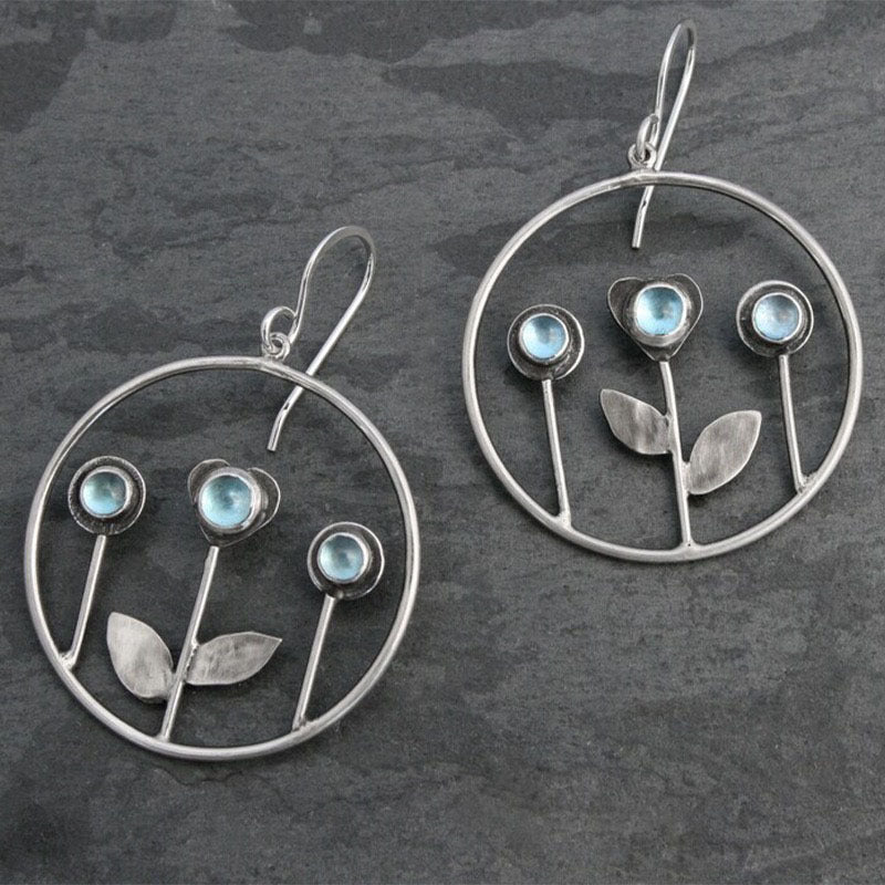Blue Cat's Eye Pendant Earrings for Women