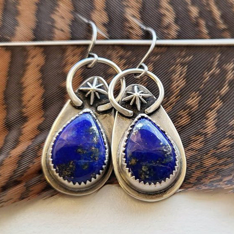 925 Silver Lapis Lazuli Teardrop Earrings for Women