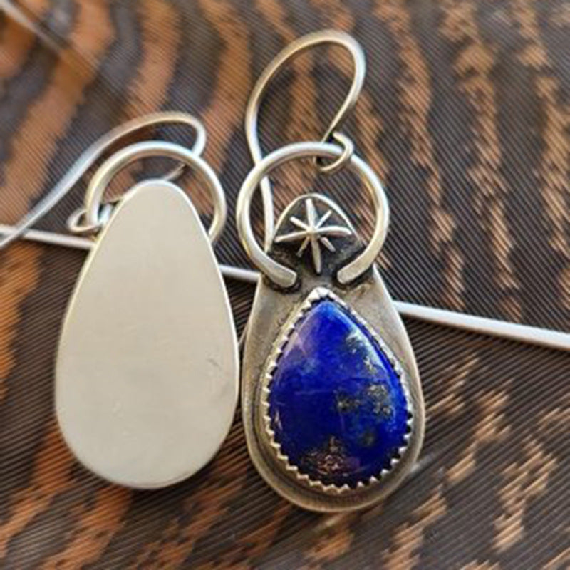 925 Silver Lapis Lazuli Teardrop Earrings for Women