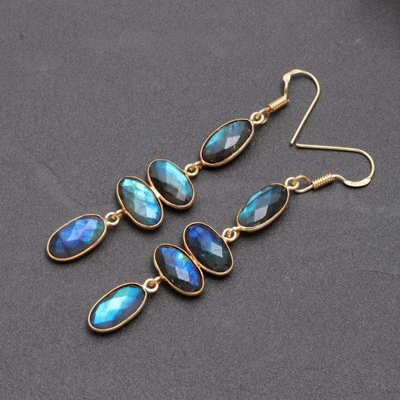 Handcrafted Labradorite Long Drop Earrings