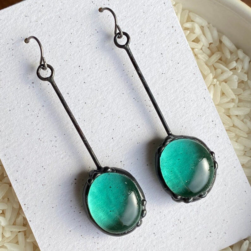 Simple Chalcedony Pendant Earrings for Women