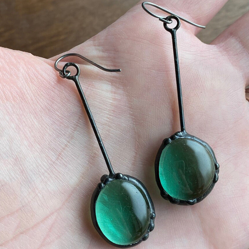 Simple Chalcedony Pendant Earrings for Women