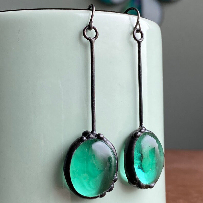Simple Chalcedony Pendant Earrings for Women