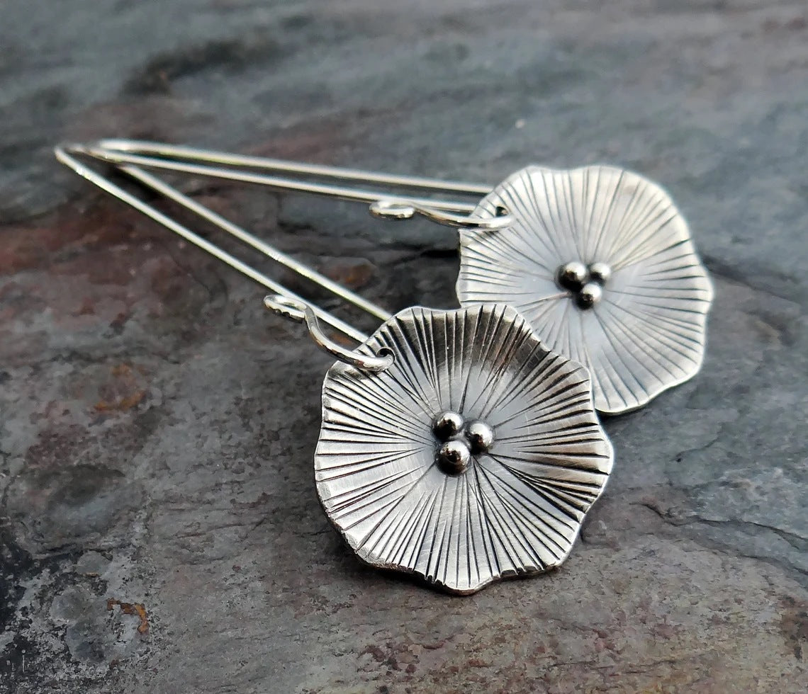 Handmade 925 silver flower earrings