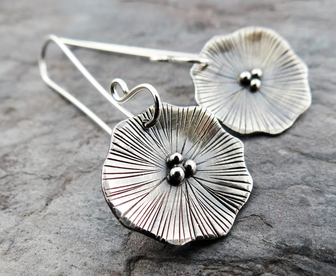 Handmade 925 silver flower earrings