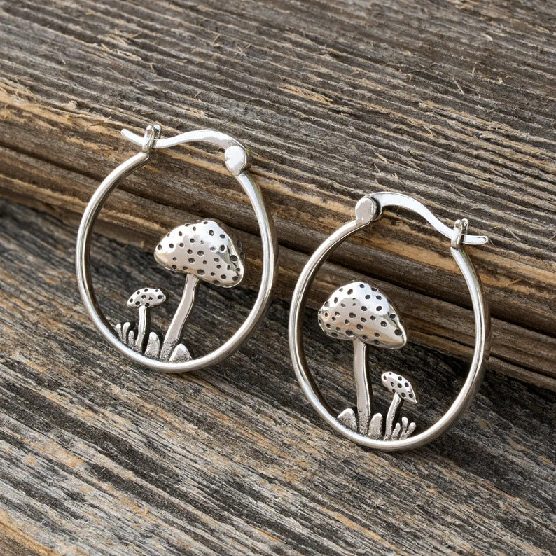Bohemian Carved Mushroom Drop Earrings