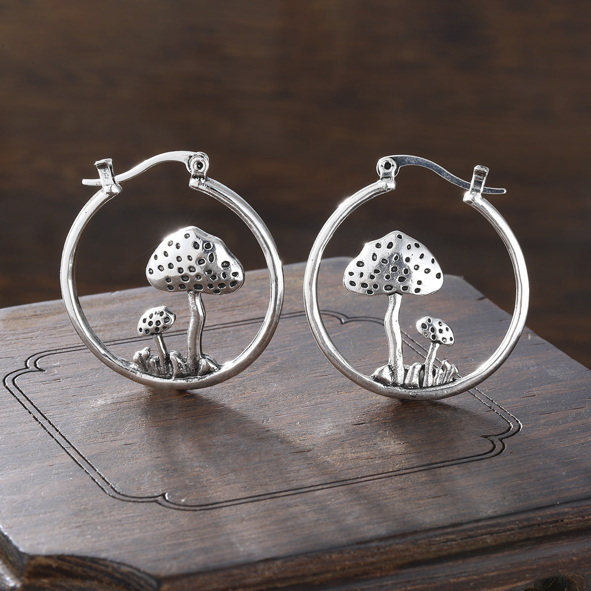 Bohemian Carved Mushroom Drop Earrings