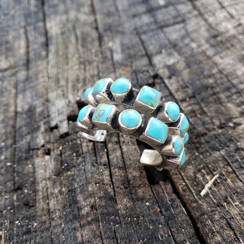 Handmade inlaid turquoise earrings