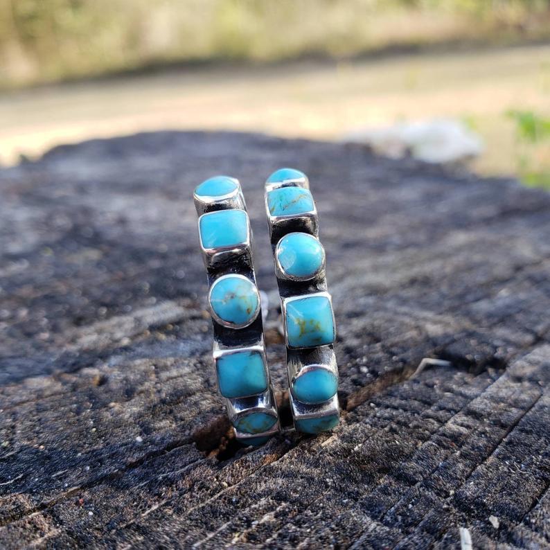 Handmade inlaid turquoise earrings