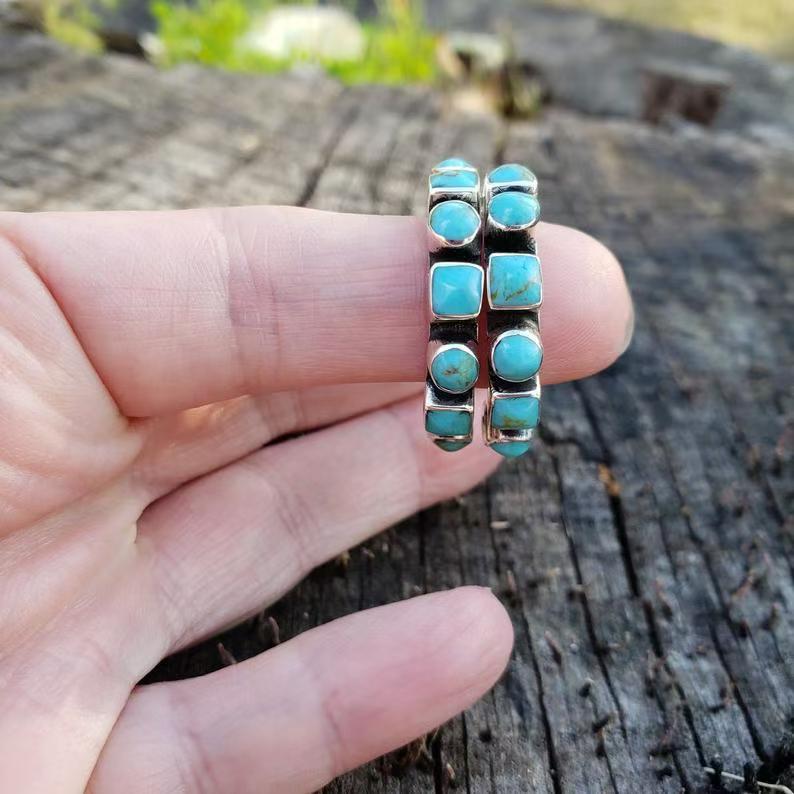 Handmade inlaid turquoise earrings