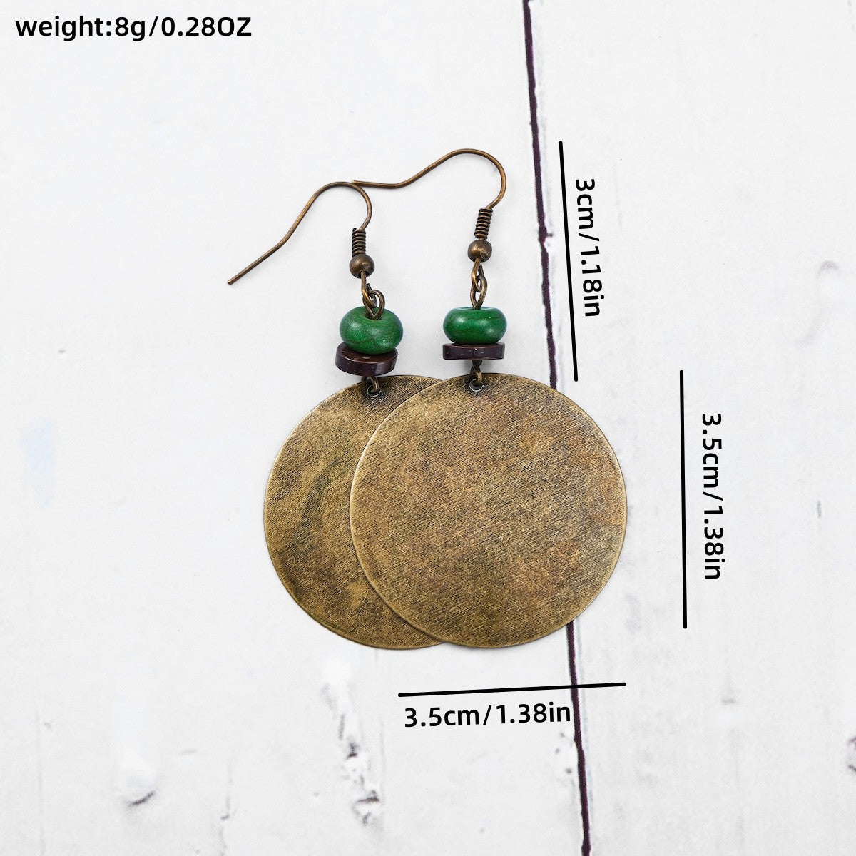 Handmade distressed large disc earrings