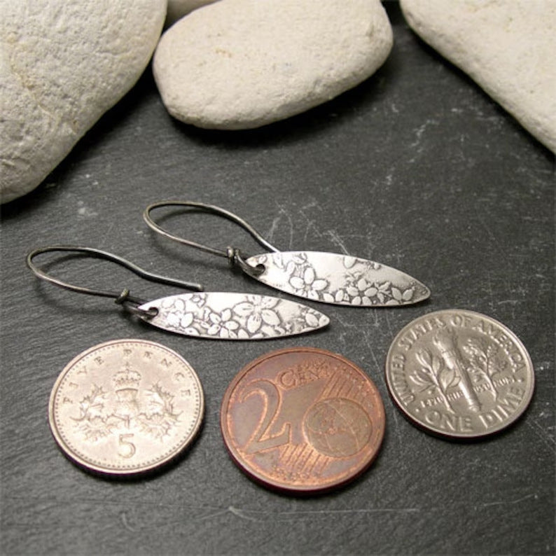 Handmade carved flower earrings for women