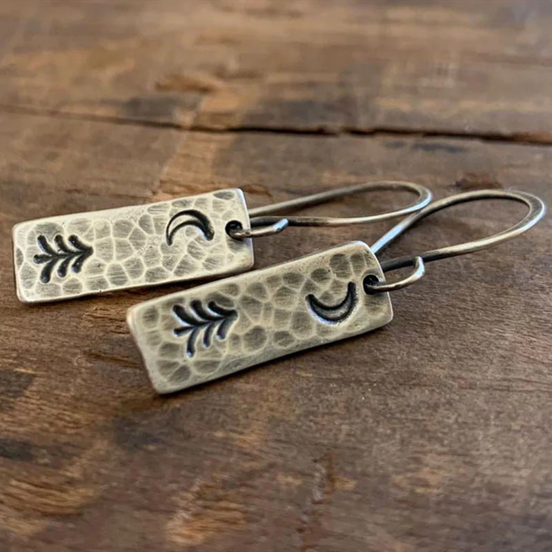 Handmade 925 silver creative carved vintage earrings