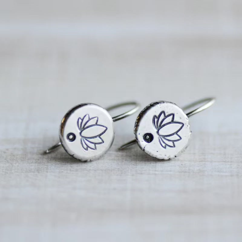 925 silver carved lotus earrings for women gift