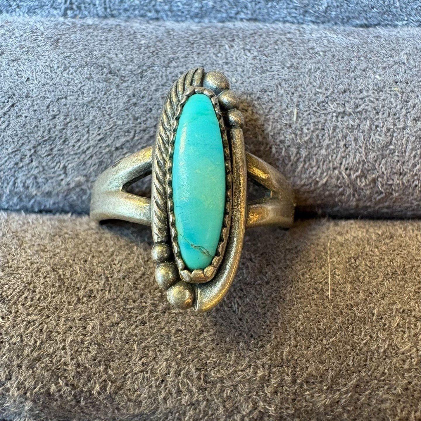 Vintage Long Oval Turquoise Ring