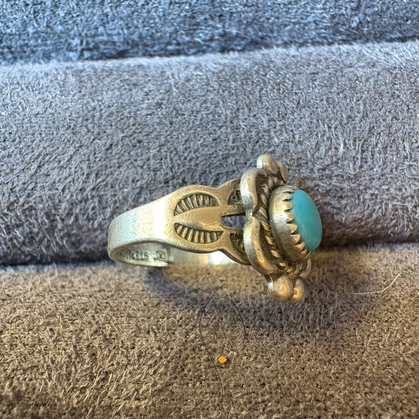 Vintage Floral Turquoise Ring – Handcrafted Sterling Silver Southwestern Style Jewelry