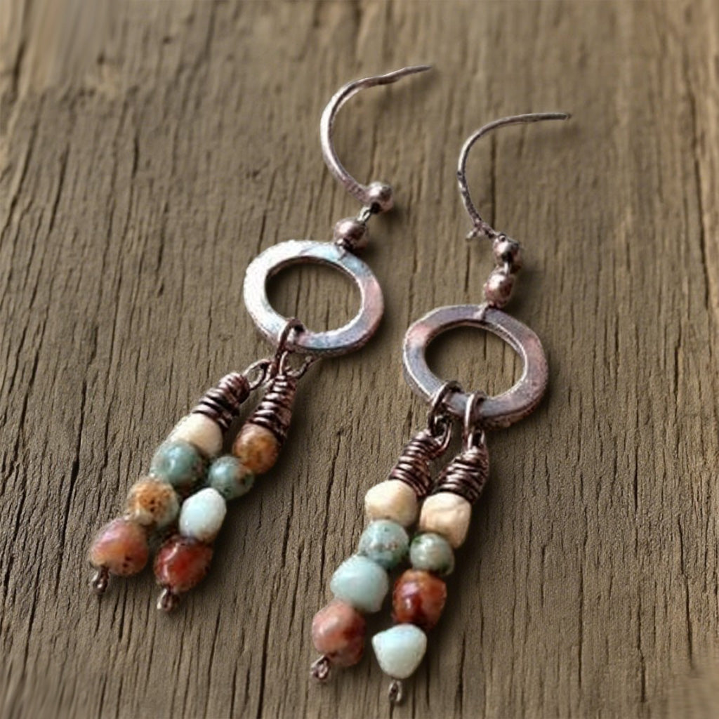 Boho Ceramic Bead Dangle Earrings