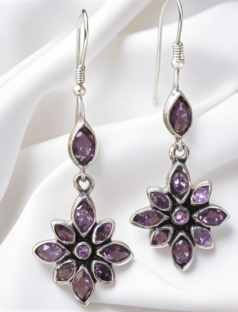 Floral Amethyst Drop Earrings