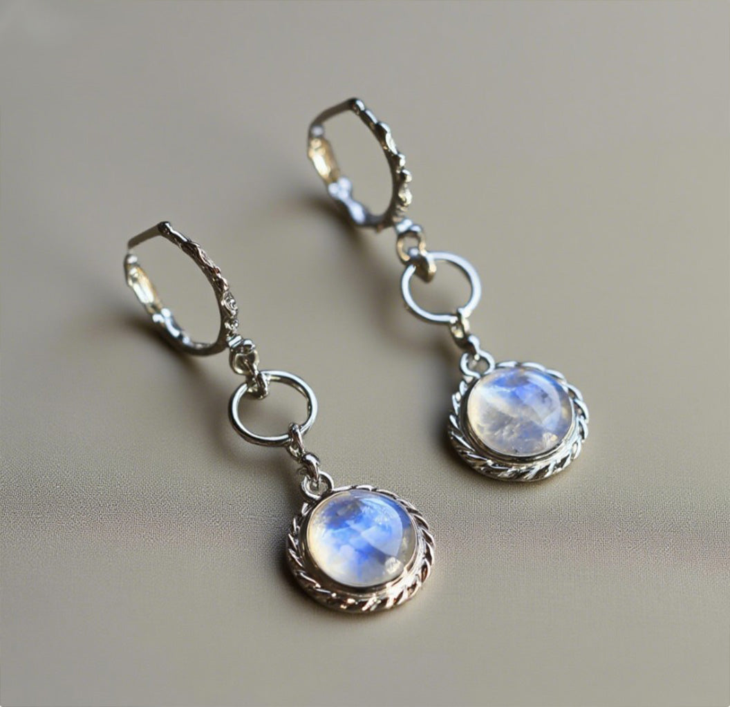 Sterling Silver Moonstone Drop Earrings