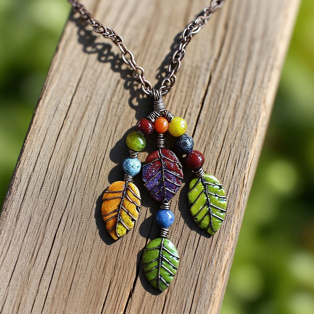 Handcrafted Boho Leaf Pendant Necklace