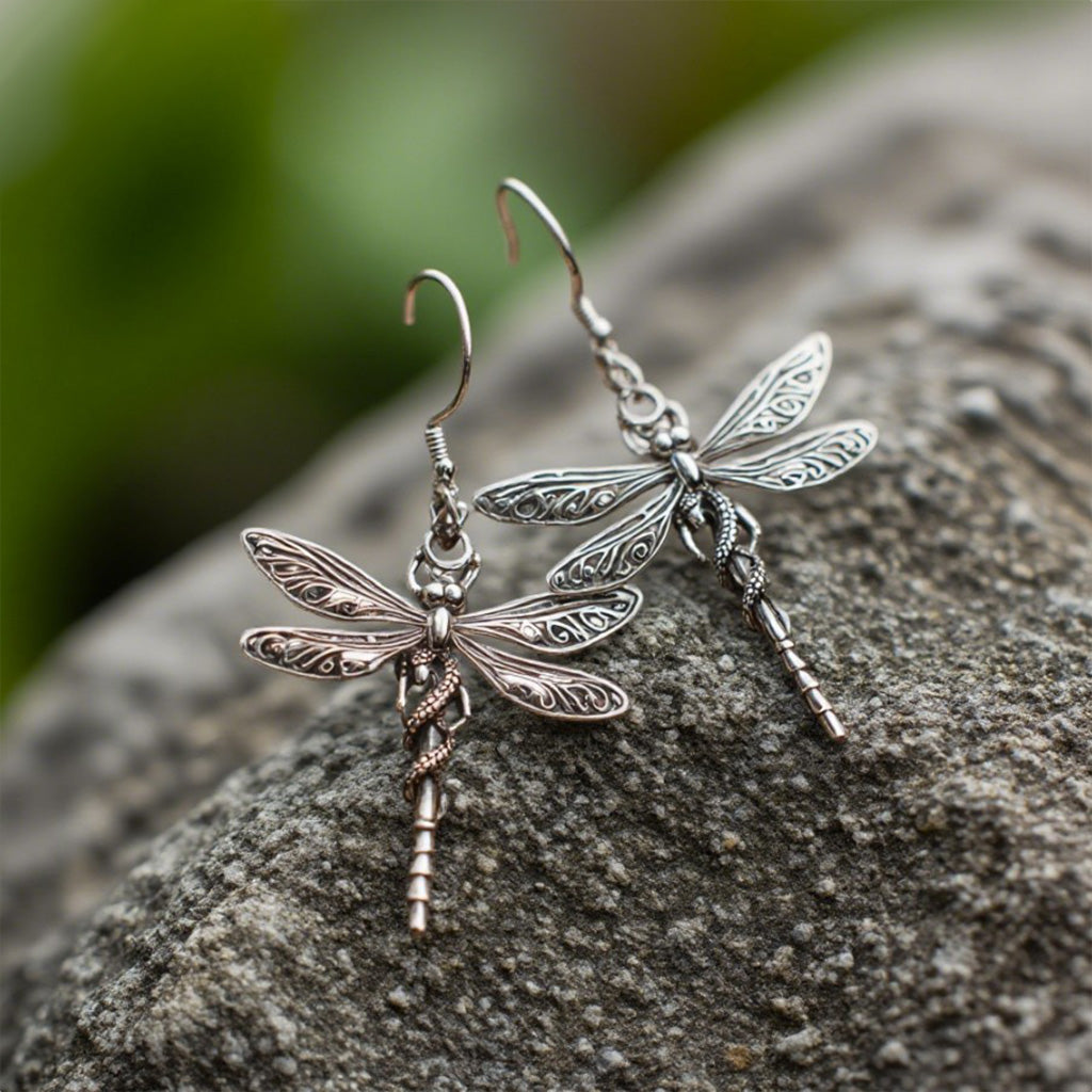 Vintage Dragonfly Drop Earrings