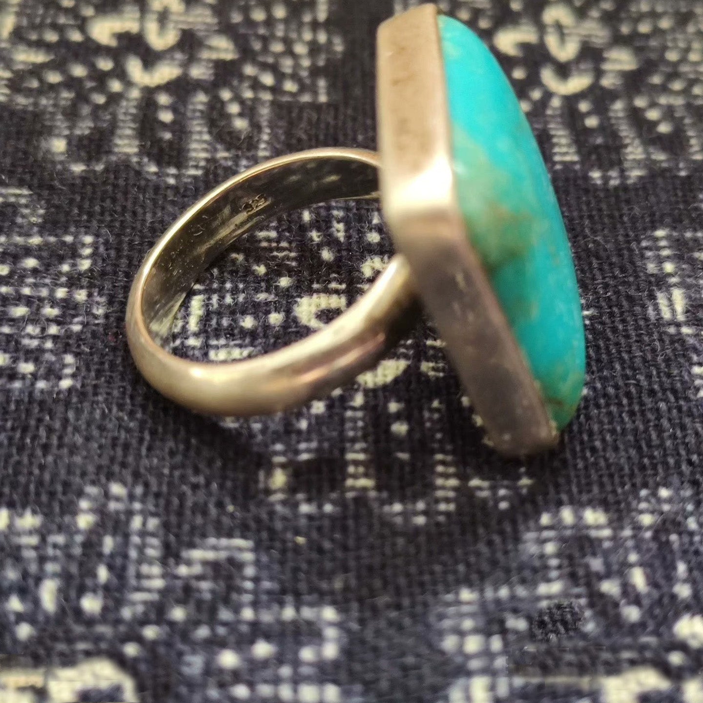 Sterling Silver Turquoise Ring – Minimalist Bezel Set Oval Gemstone Statement Ring