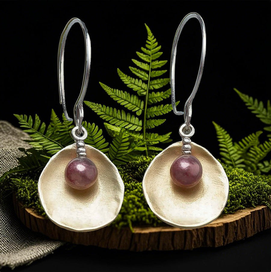 Elegant Gold and Pink Tourmaline Drop Earrings