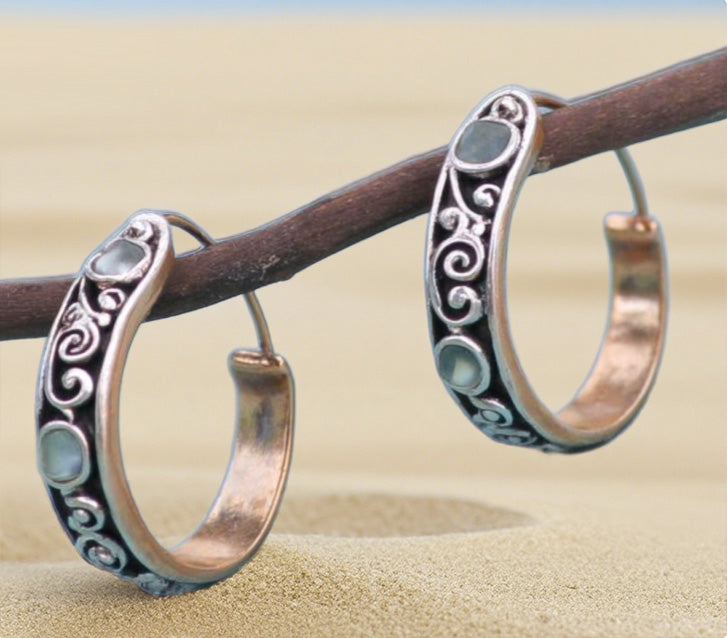 Vintage Scrollwork Hoop Earrings