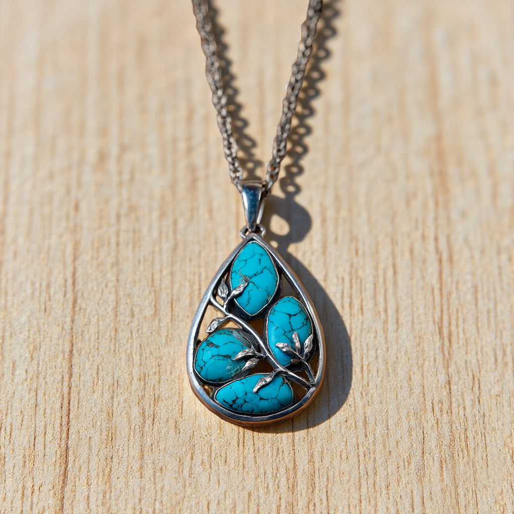 Teardrop Turquoise Pendant Necklace