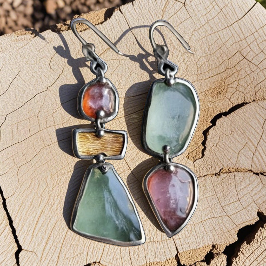 Bohemian Raw Stone Dangle Earrings